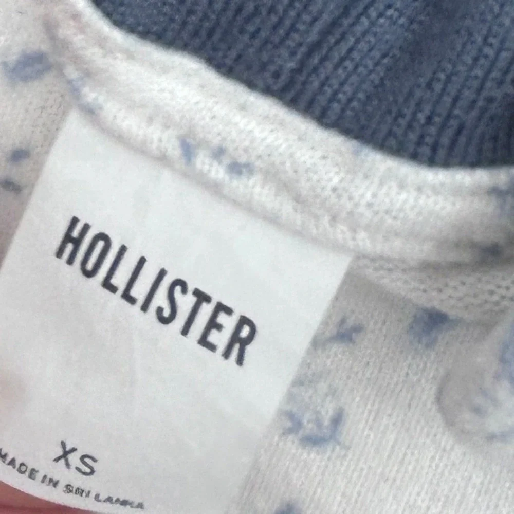 Hollister Blue Floral Flannel Pajama Set Hooded Top Lounge Sleepwear coquette